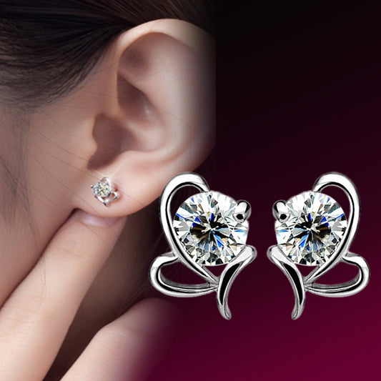 Women's Graceful Bow Heart-shaped Water Language For Earrings