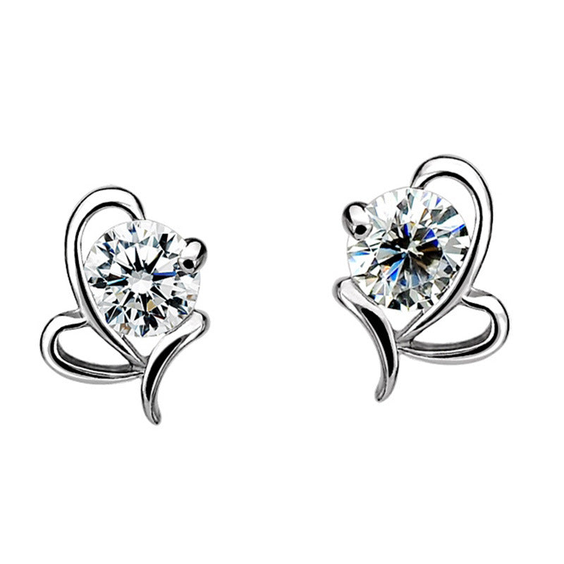 Women's Graceful Bow Heart-shaped Water Language For Earrings