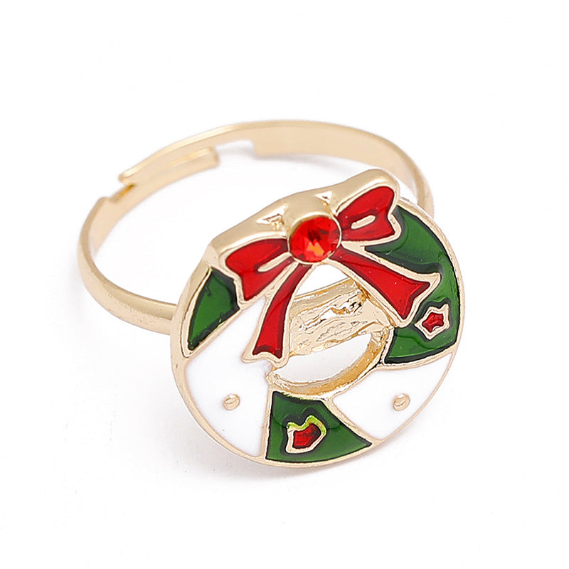 Christmas Metal Cartoon Snowman Elk Tree Rings