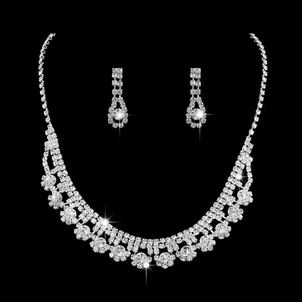 Zircon Water Drop Eardrops Bride Wedding Jewelry Set