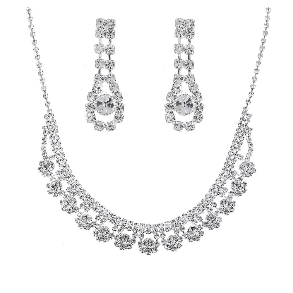 Zircon Water Drop Eardrops Bride Wedding Jewelry Set