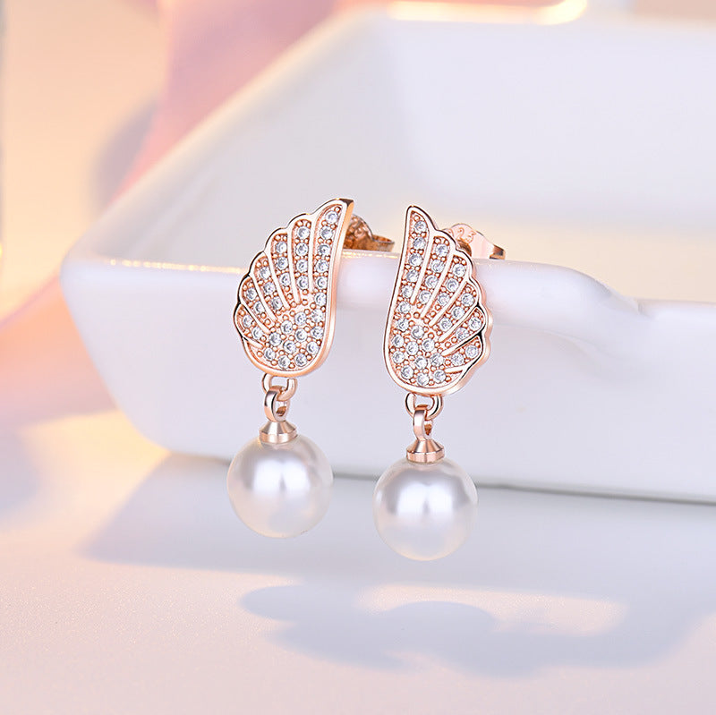 Perle pour femme pour boucles d'oreilles tendance ailes d'ange