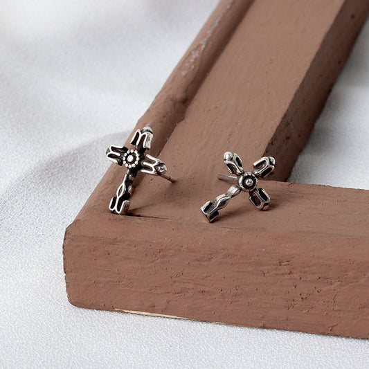 Hop Street Distressed Cross weibliche trendige Persönlichkeit Ohrringe