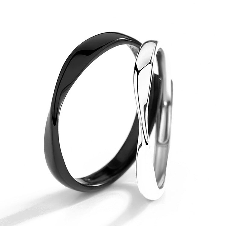 Women's & Men's Couple Sterling Sier Minority Simple Opening Rings