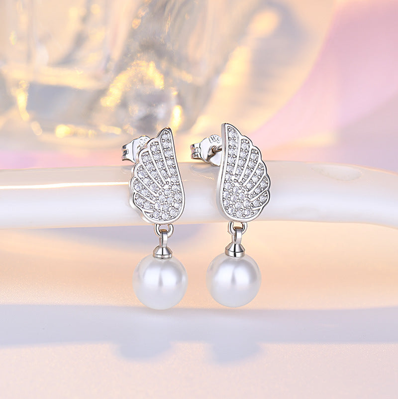 Perle pour femme pour boucles d'oreilles tendance ailes d'ange