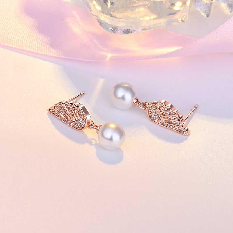 Perle pour femme pour boucles d'oreilles tendance ailes d'ange