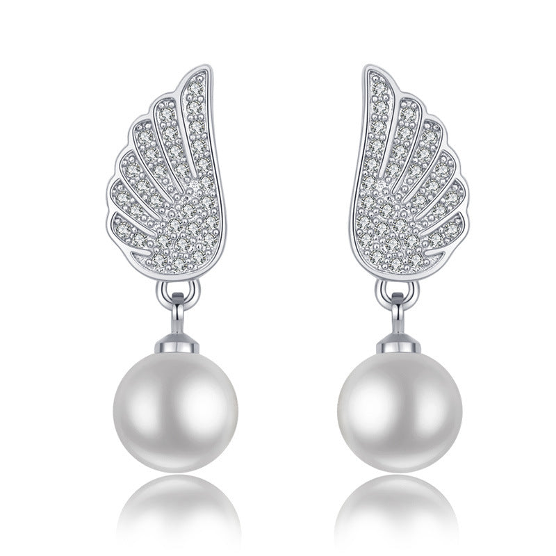 Perle pour femme pour boucles d'oreilles tendance ailes d'ange