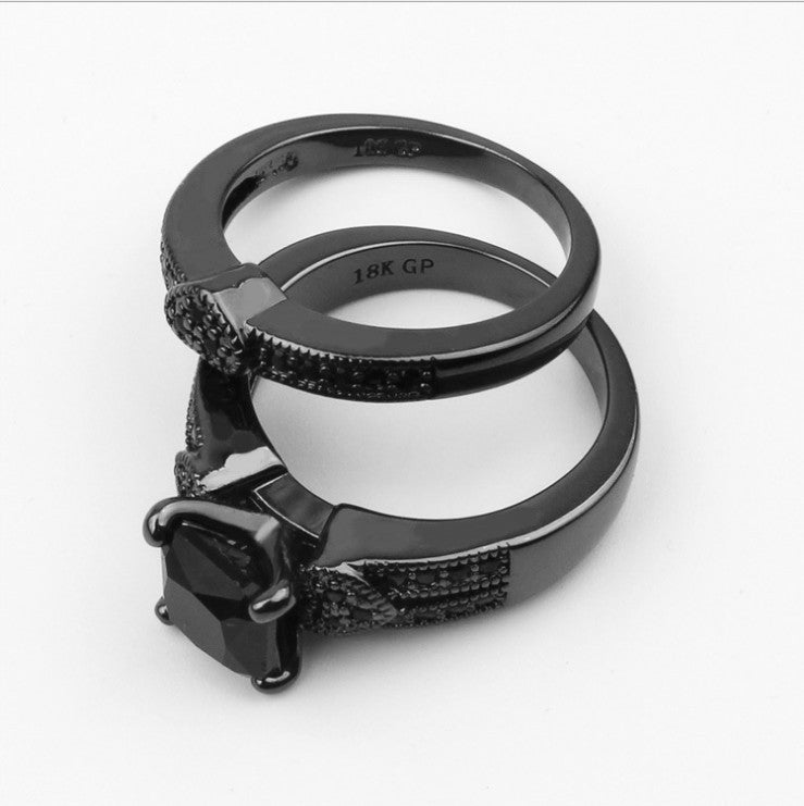 Popular Double Row Black Diamond Gold Filled Ring