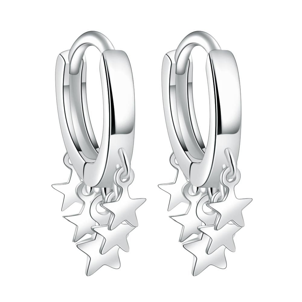 Boucles d'oreilles à clip d'oreille pentagramme pour femmes, petit cercle