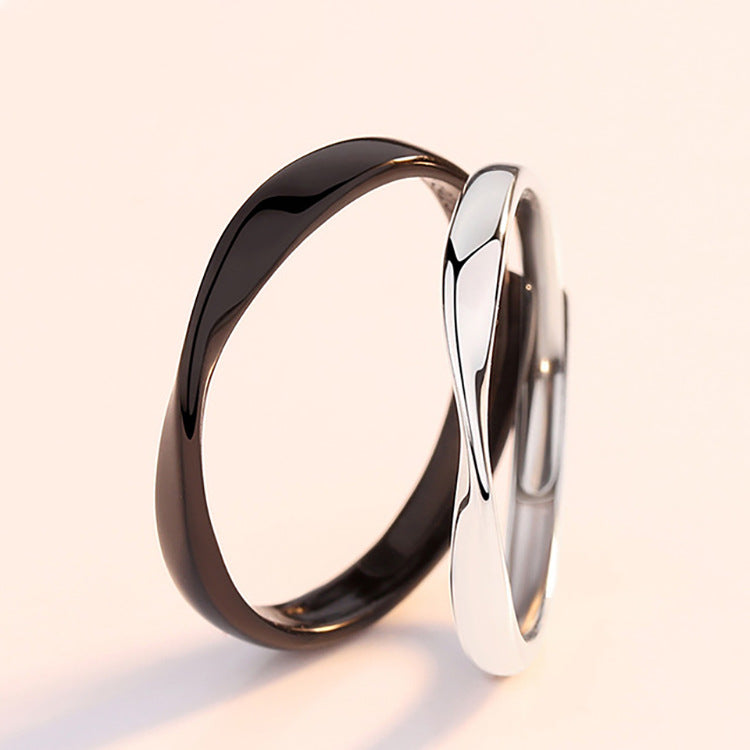 Women's & Men's Couple Sterling Sier Minority Simple Opening Rings