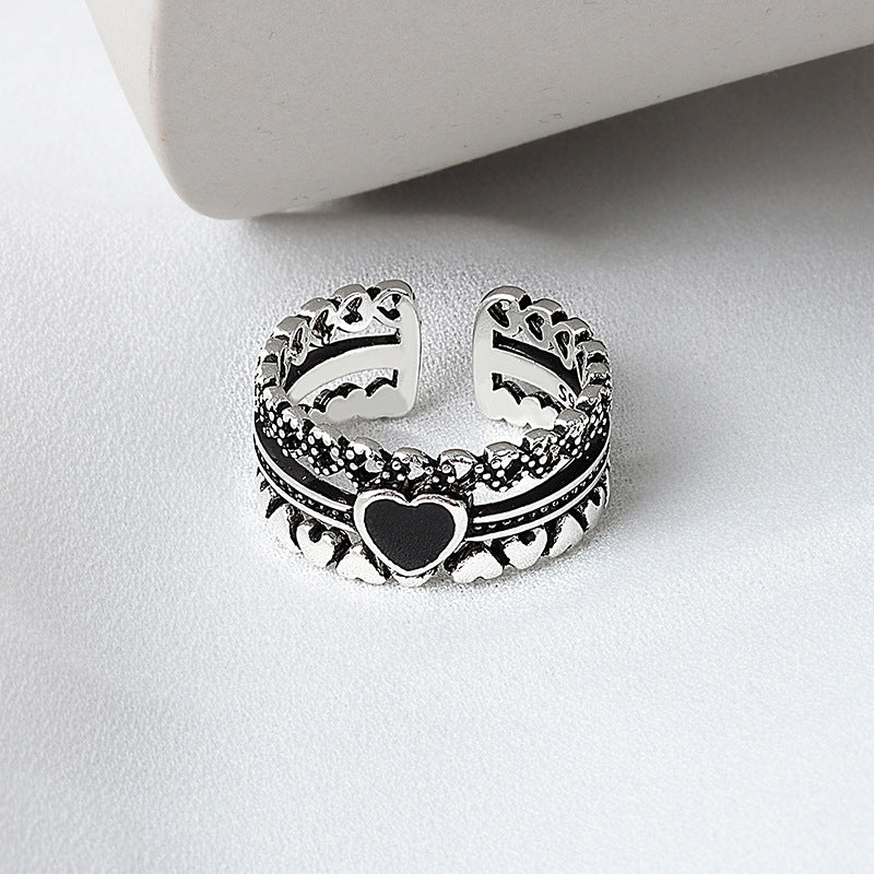 Design Retro Style Love Heart-to-heart Female Rings