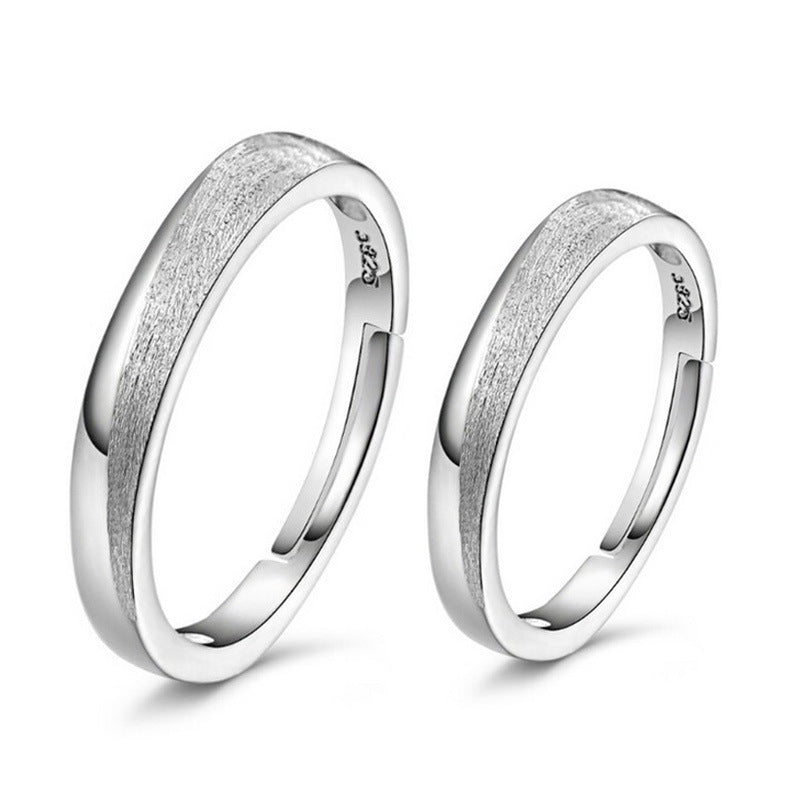 Women's & Men's & Sier-plated Korean Style Matte Couple Rings