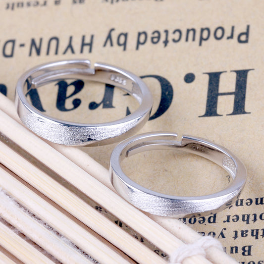 Women's & Men's & Sier-plated Korean Style Matte Couple Rings