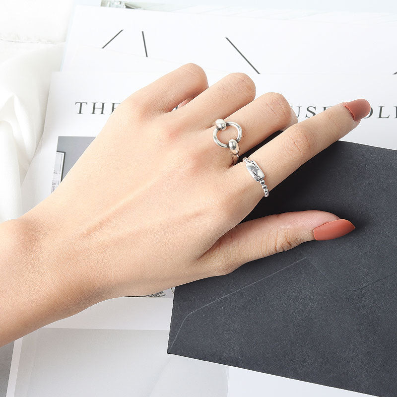 Sier Vintage Open Female Personalized Cold Rings