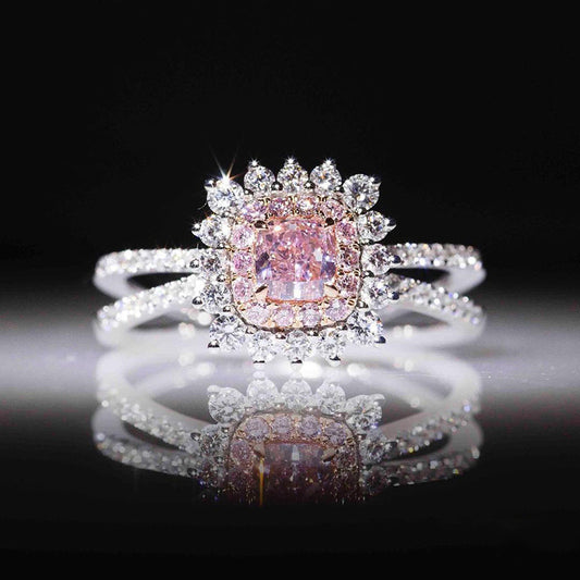 Women's Simulation Color Zircon Pink Diamond Carat Colorful Rings