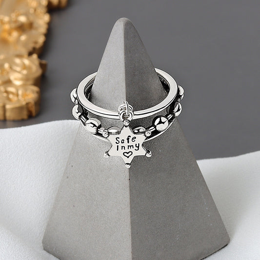 Women's Sier Style Retro English Letters Fashion Rings