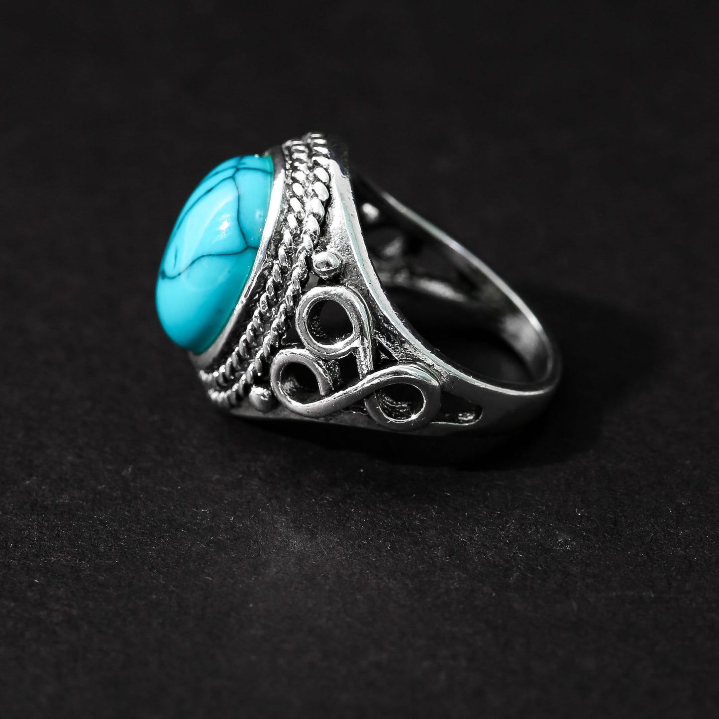 Bagues de fiançailles de mariage turquoise pour femmes, hommes et vintage