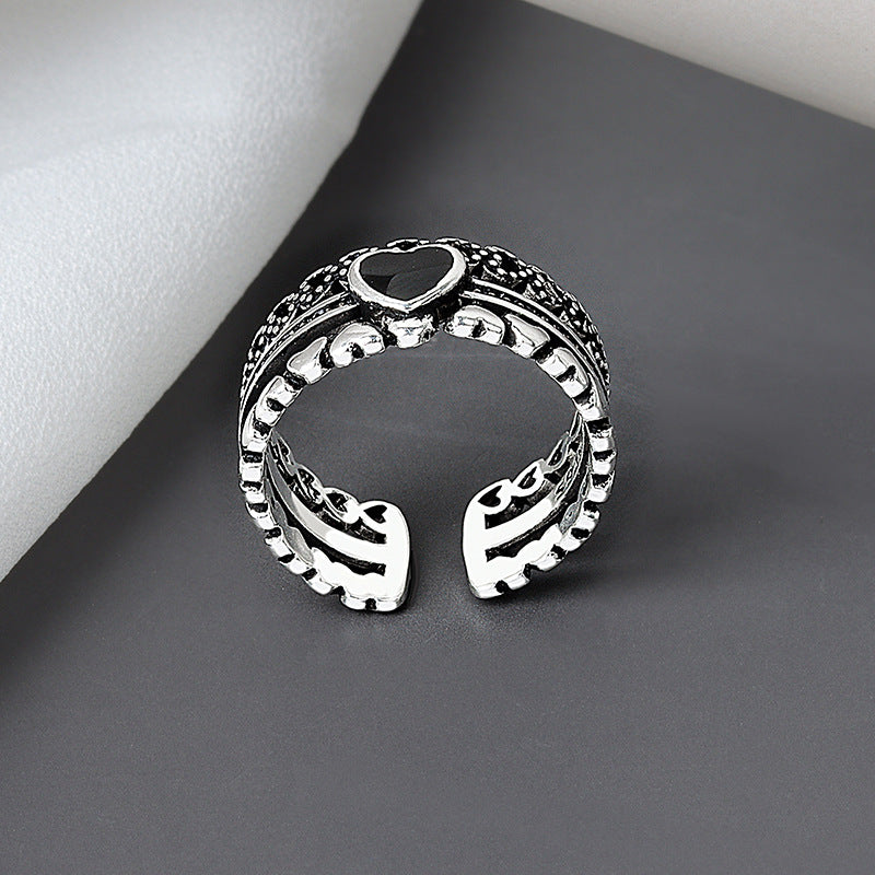 Design Retro Style Love Heart-to-heart Female Rings