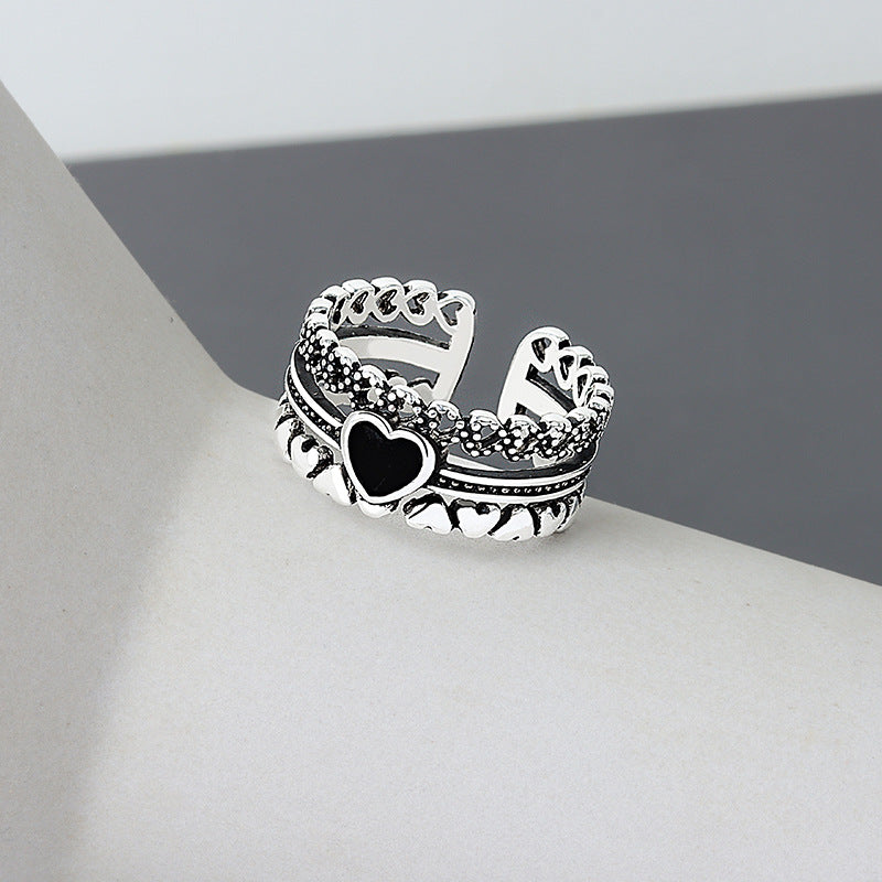 Design Retro Style Love Heart-to-heart Female Rings