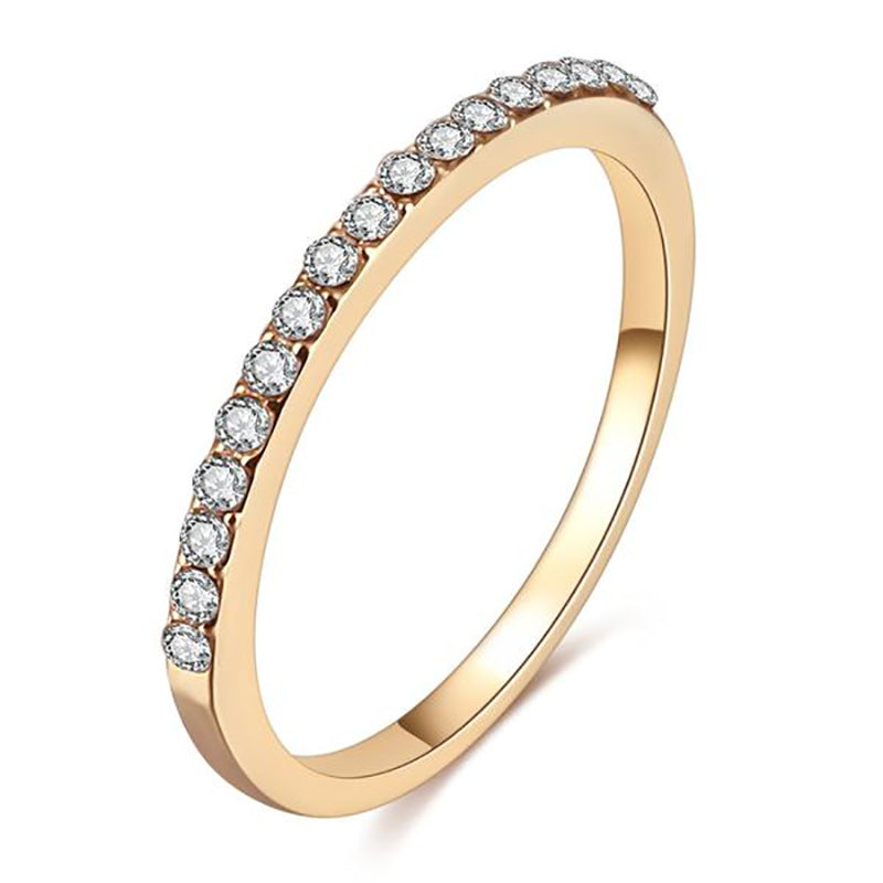 Women's Simple Style Zircon All Match Index Rings