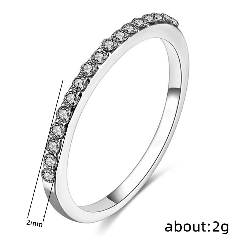 Women's Simple Style Zircon All Match Index Rings