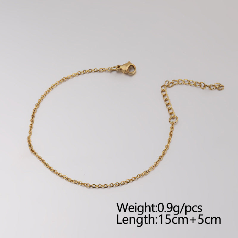 Stainless Steel Square Cross Chain Anklet Simple Korean Style Bracelets