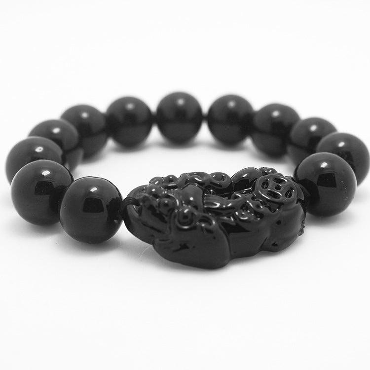 Bracelets multiples imitation obsidienne Pi, promotion équitable