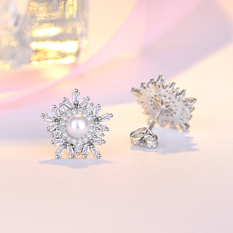 Hipster Zircon Snowflake Ear Lady Simple Earrings