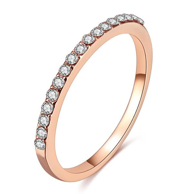 Women's Simple Style Zircon All Match Index Rings