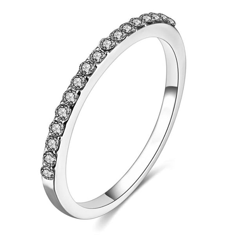 Women's Simple Style Zircon All Match Index Rings