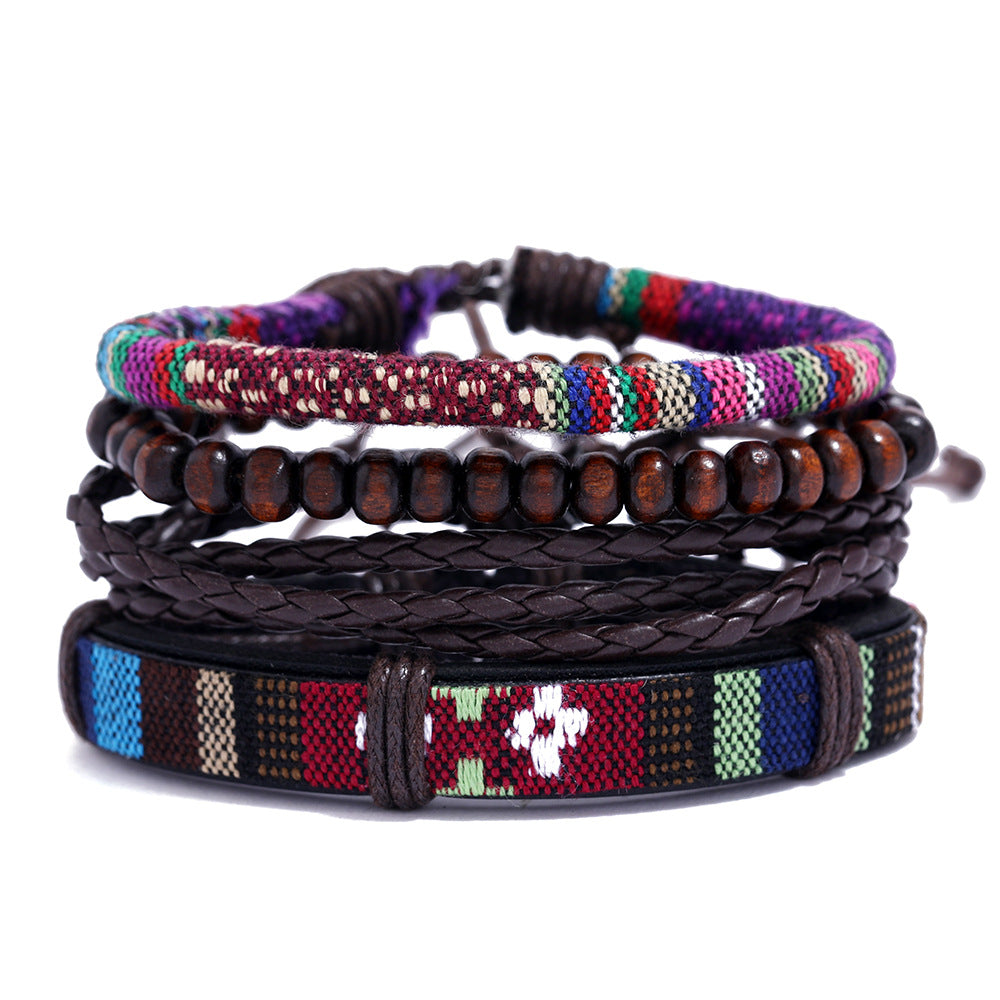 Bracelets simples et tissés en tissu de Style ethnique pour femmes, hommes et rétro coréens