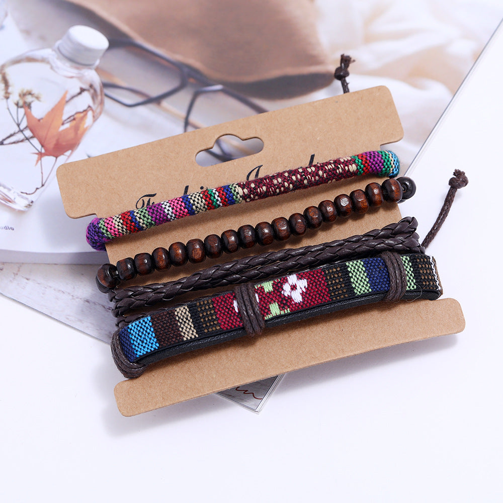 Bracelets simples et tissés en tissu de Style ethnique pour femmes, hommes et rétro coréens