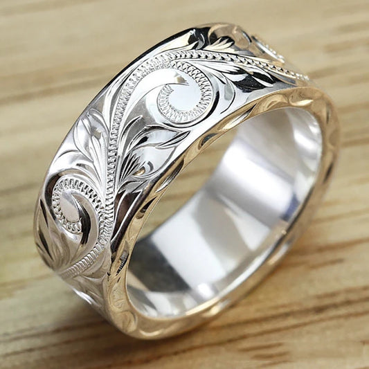 Women's Minimalist Relief Vine Fashion Travel Memorial Rings