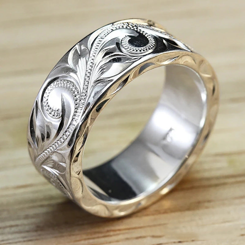 Women's Minimalist Relief Vine Fashion Travel Memorial Rings