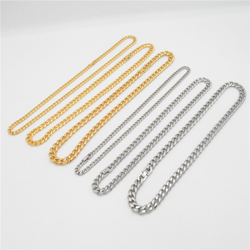 Domestic Foreign Personalized Simple Single Woven Six-sided Grinding Titanium Steel Necklaces