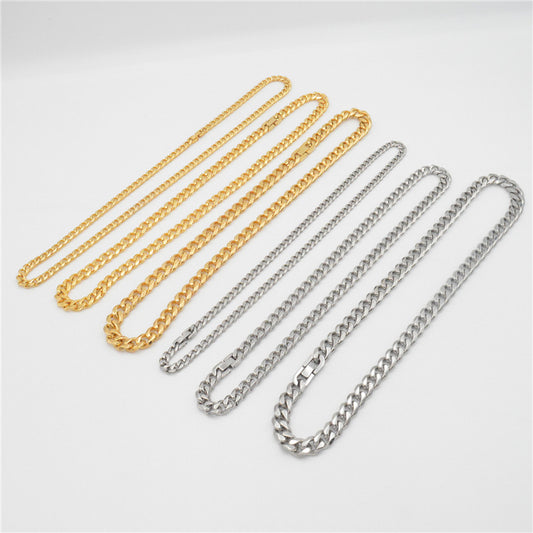 Domestic Foreign Personalized Simple Single Woven Six-sided Grinding Titanium Steel Necklaces