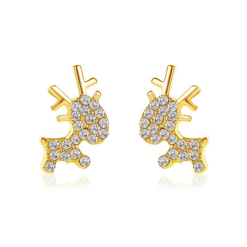 Boucles d'oreilles en forme de cerf pour femmes, simples, mignonnes, exquises, petits animaux