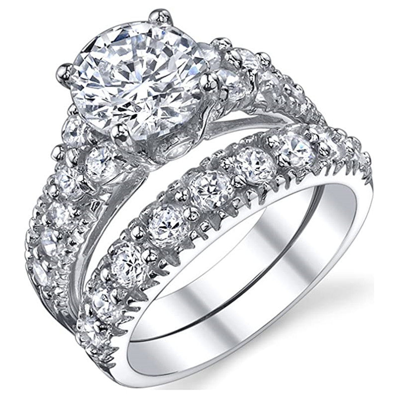 Women's Luxury Round Zircon Wedding Classic Proposal Rings