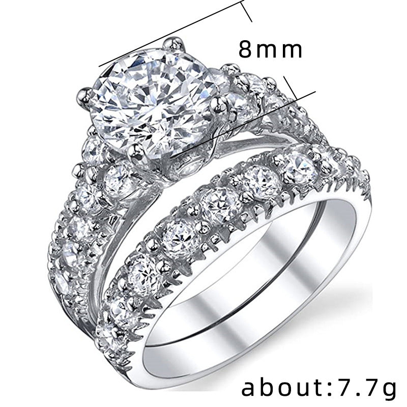 Women's Luxury Round Zircon Wedding Classic Proposal Rings