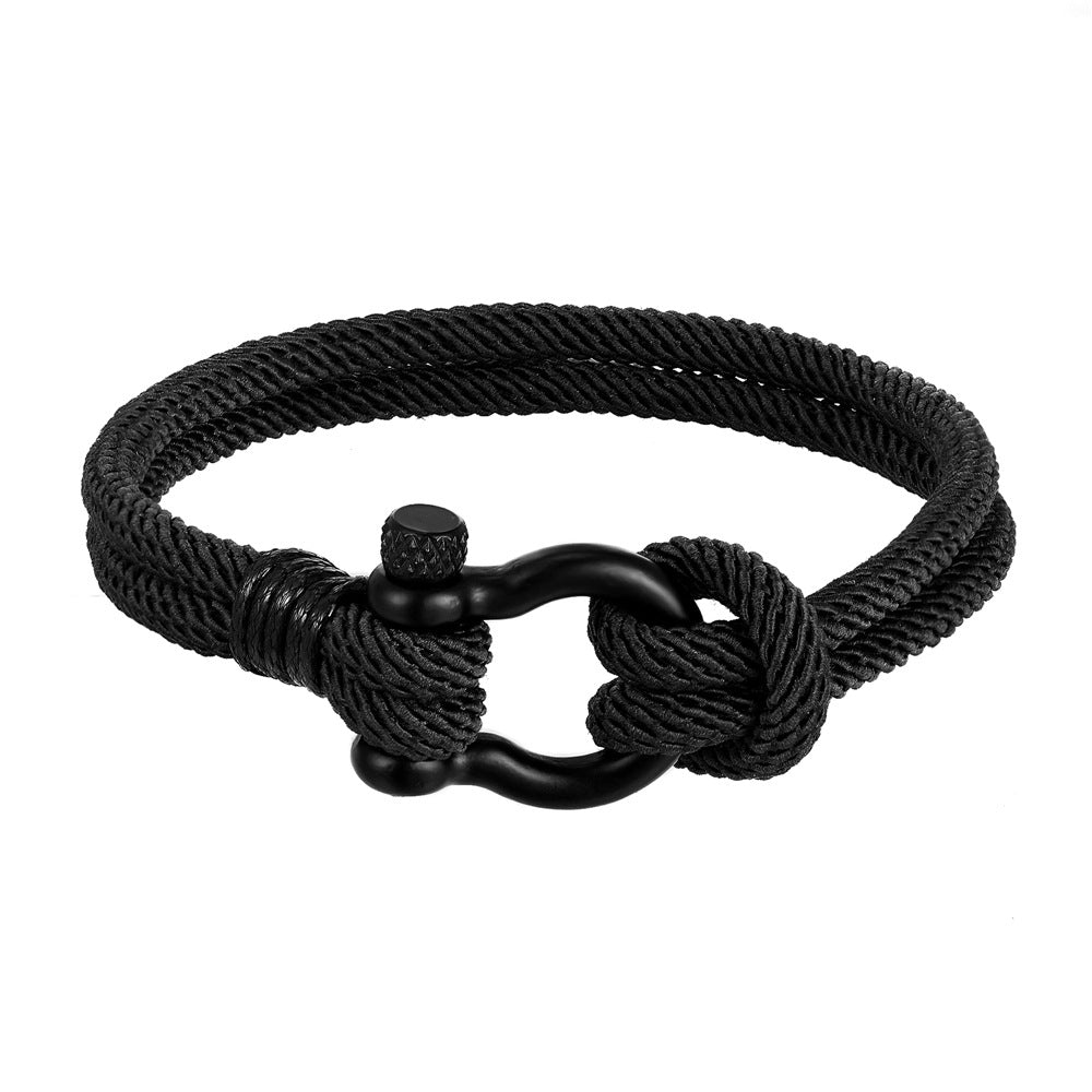 Men's Milan Rope Style Black Stainless Steel Bracelets