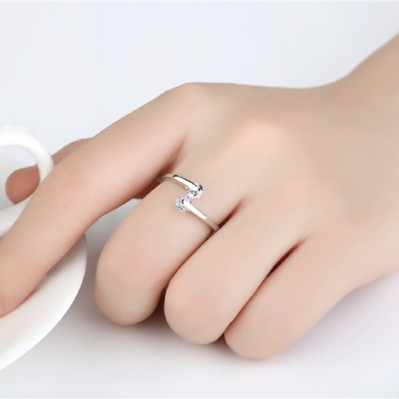 Women's Trendy Sier Loose Diamond Korean Fashion Rings