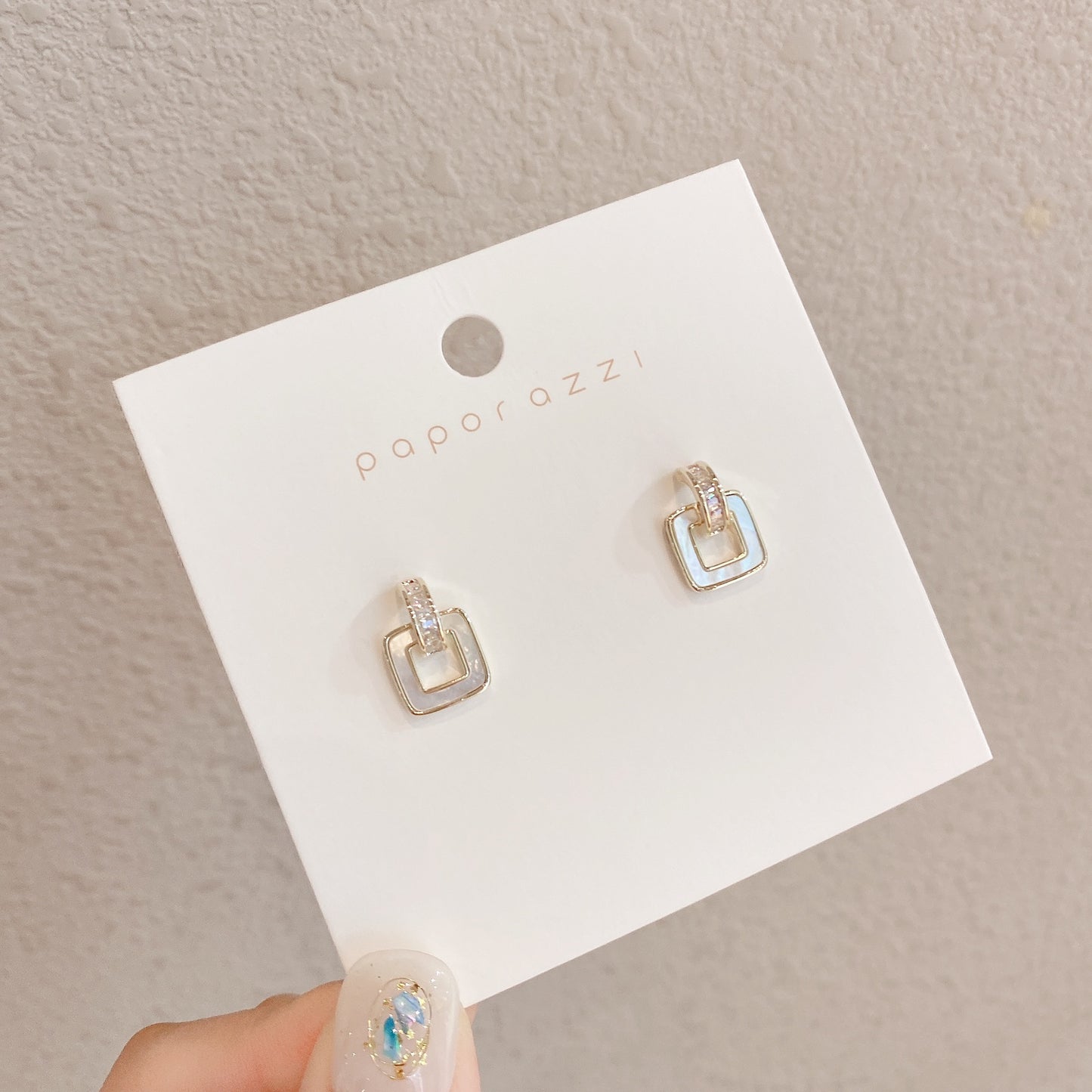 Geometric Sier Temperament Wild Square Zircon Earrings