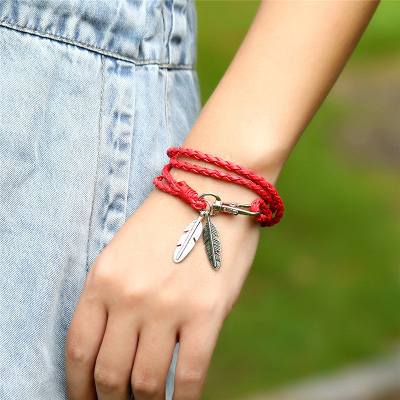 Bracelets coréens en corde de cuir torsadé tissé pour hommes