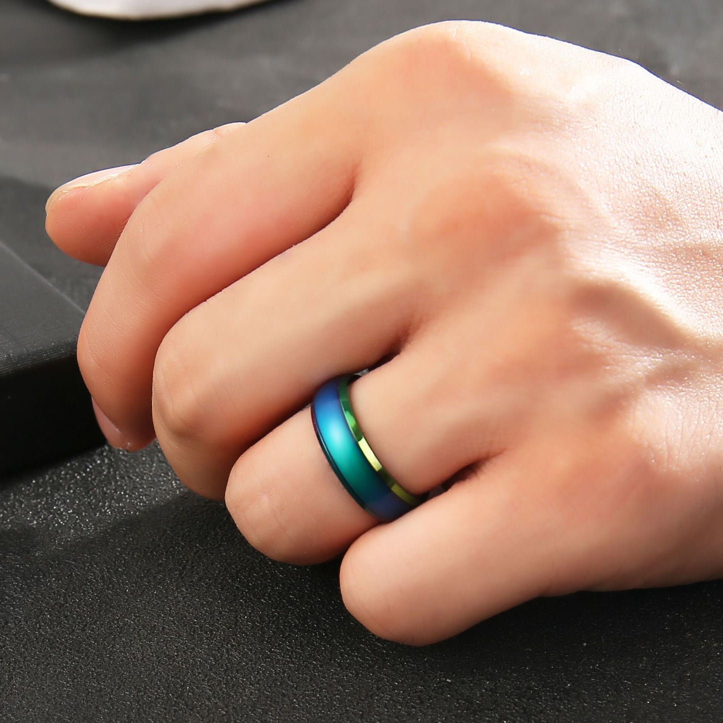 Men's Steel Does Not Fade Design Mood Rings