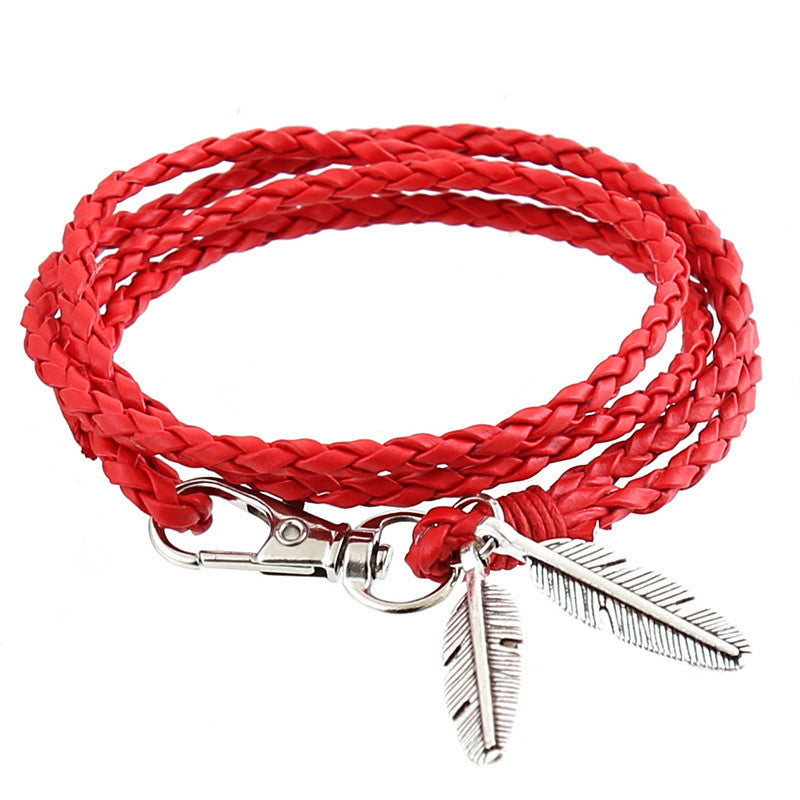 Men's Korean Woven Twisted Leather Rope Bracelets