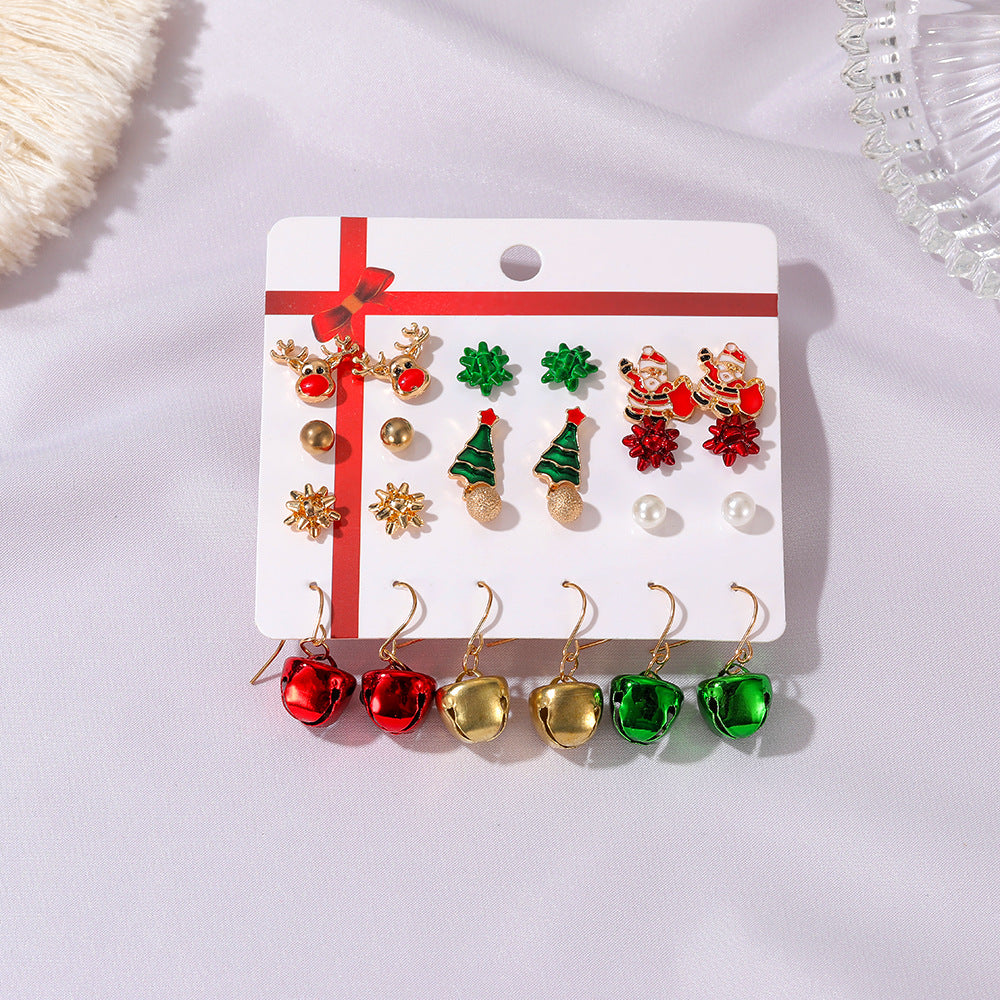 Suit Santa Claus Dripping Bell Tree Earrings