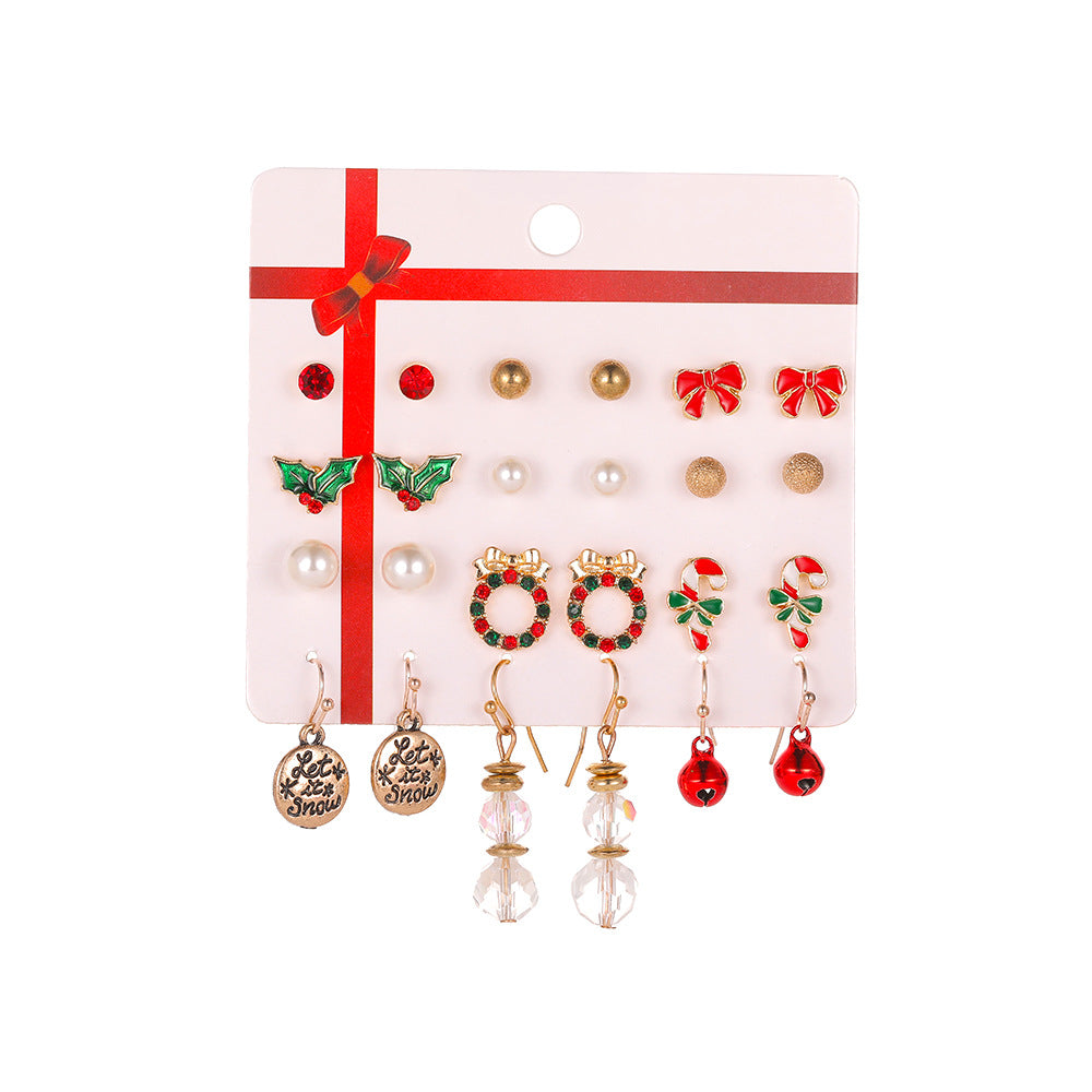 Suit Santa Claus Dripping Bell Tree Earrings