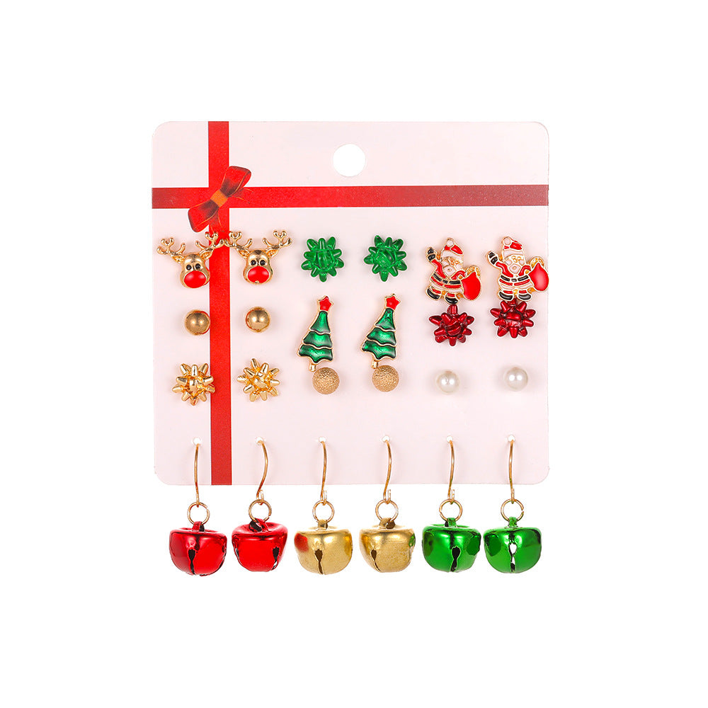 Suit Santa Claus Dripping Bell Tree Earrings