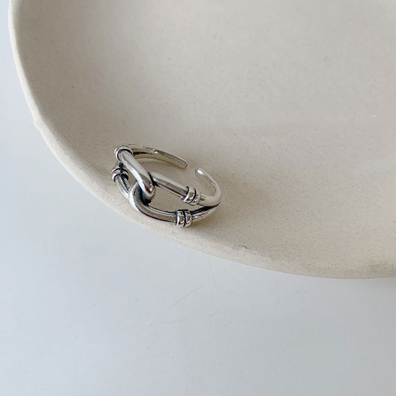 Women's Sterling Sier Roman Numerals Open Index Finger Vintage Simple Trendy Ring