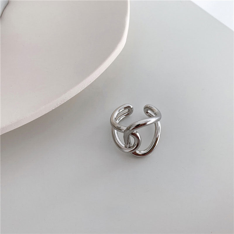 Women's Sterling Sier Roman Numerals Open Index Finger Vintage Simple Trendy Ring